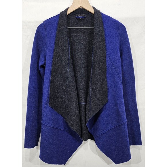 Eileen Fisher Womens Merino Wool Jacket Asymmetric Felted Blue Gray Lagenlook XS - Picture 1 of 14